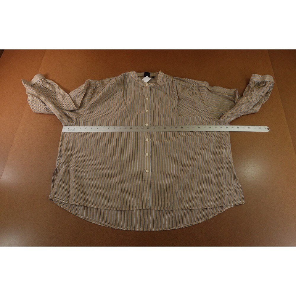 Gap Womens Size XL Khaki Tan Striped Sheer Long Sleeve Button-Front Shirt NWT - Picture 6 of 10